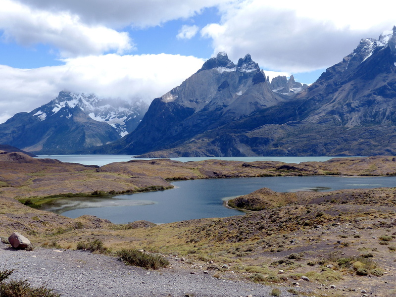 scenics - nature, sky, no people, torres del paine, mountain range, water, nature, scenery, 2K, environment, tranquil scene, mountain peak, tranquility