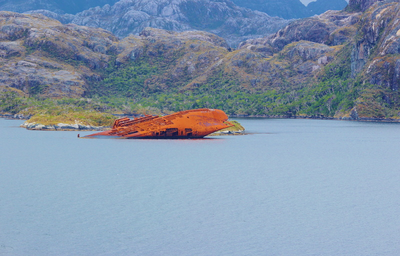 mountains, mountain range, mode of transportation, chilean, tranquility, tranquil scene, day, mountain, ocean, patagonia, land, nautical vessel, no people