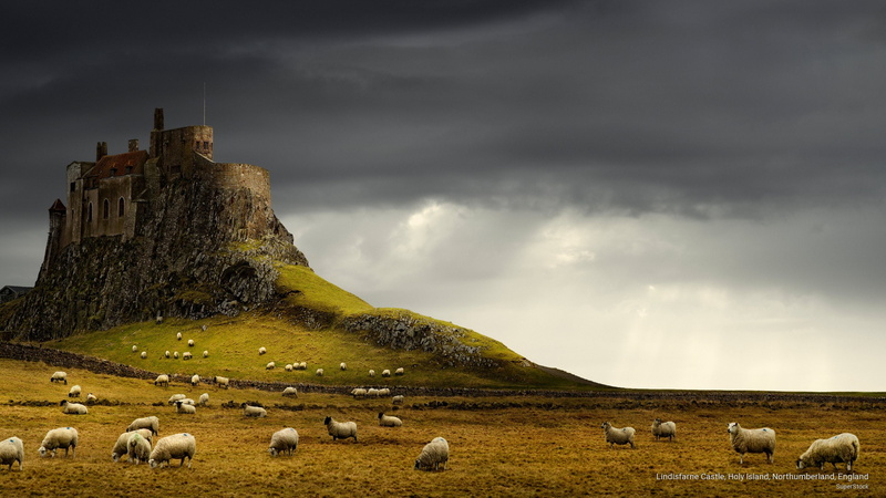holy, lindisfarne, england, northumberland, castle, 2K, island, Architecture