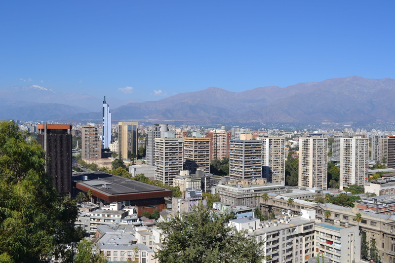 tree, nature, santiago, mountain, clear sky, aerial, built structure, office building exterior, urban Skyline, urban, photo, residential district, sky