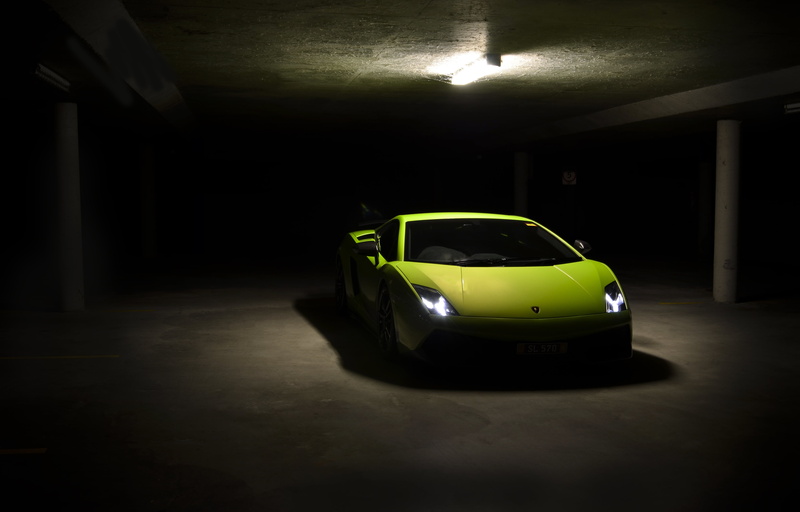 empty, light - natural phenomenon, dark, green, new, transportation, car, sports Car, land Vehicle, mode of Transport, electric lamp, 4K, yellow, gallardo