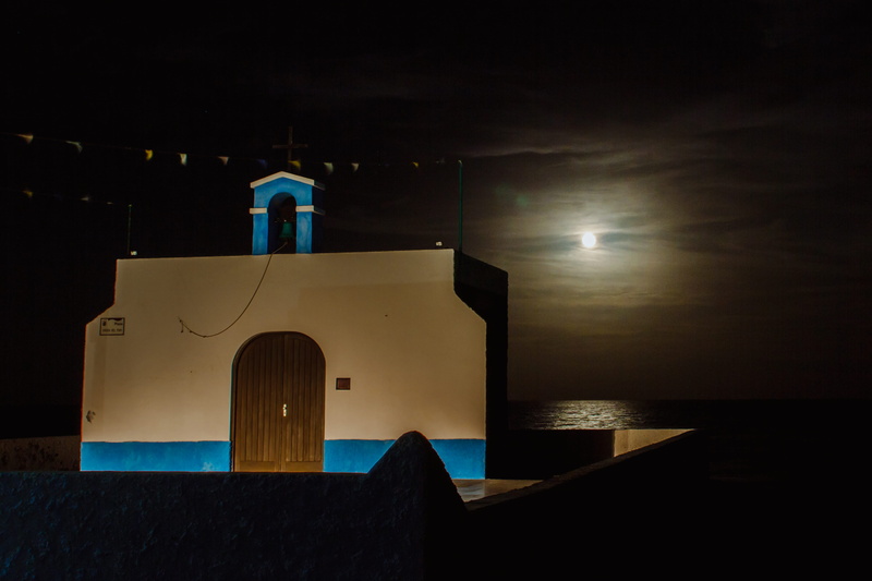 arch, islas canarias, built structure, 4K, moonlight, place of worship, spain, belief, noche, night, architecture, illuminated, iglesia, spirituality