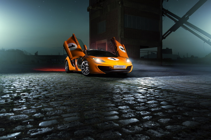 1080P, Nigth, Beam, MP4-12C, Color, Supercar, Orange, McLaren, Ligth