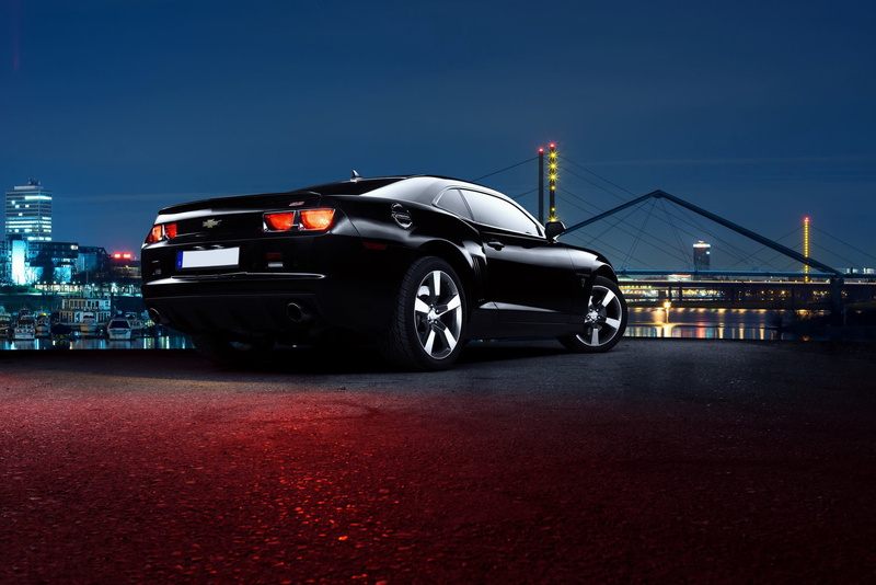 Chevrolet, Camaro, Rear, Black, Scape, Muscle, 1080P, Nigth, City, Car