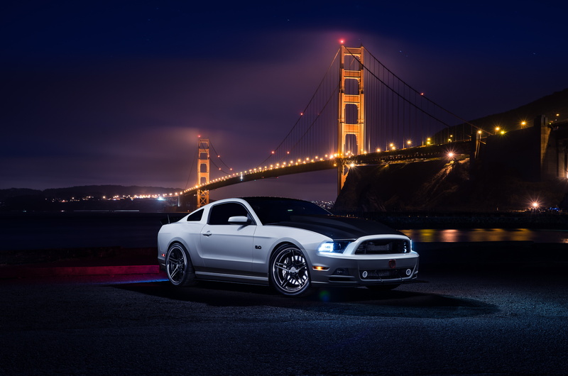 River, 5K, Ford, Car, Nigth, Aristo, Top, Mustang, Muscle, Collection, White, Bridge, Front