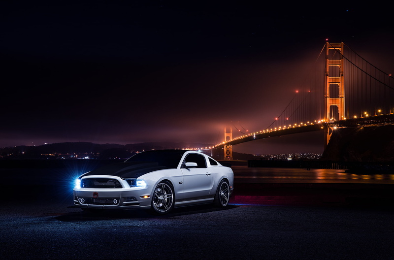 1080P, Mustang, White, Front, Ford, Collection, Nigth, Aristo, Muscle, Bridge, Car