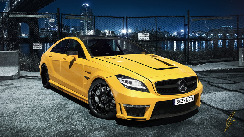 Ligth, AMG, Nigth, 1080P, Yellow, Cars, Mercedes-Benz, CLS63