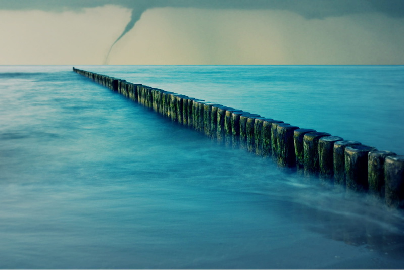 meteorological phenomenon, blue, seascape, scenics, 1080P, motion, wooden post, hurricane, tranquility, land, horizon over water, bungalow, near, coast