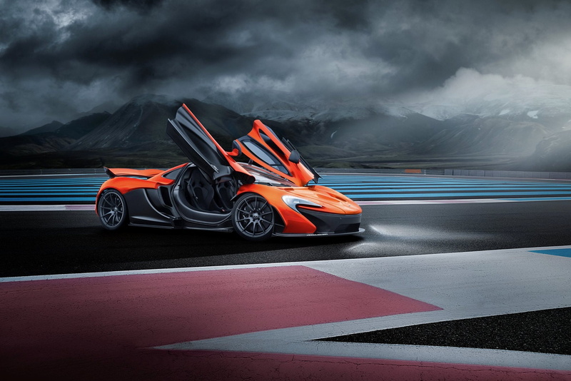 Nigth, Track, Doors, McLaren, Race, Supercar, Orange, Ligth, Front, 1080P