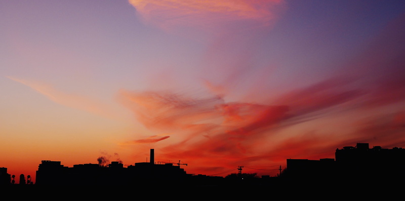 sunlight, urban skyline, romantic sky, built structure, orange color, no people, pink, building, silhouette, skyscraper, 4K, widescreen, sunset