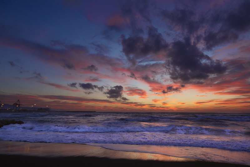 motion, orange color, beach, no people, beauty in nature, aquatic sport, waves, ocean, hour, idyllic, colorful, wave, nature, vast, cotton candy sky, tranquil scene