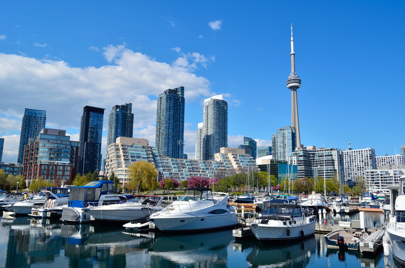 spring, bay, harbor, building exterior, outside, ships, toronto, mode of transportation, no people, sailboat, 4K, urban skyline, tower, urban, moored