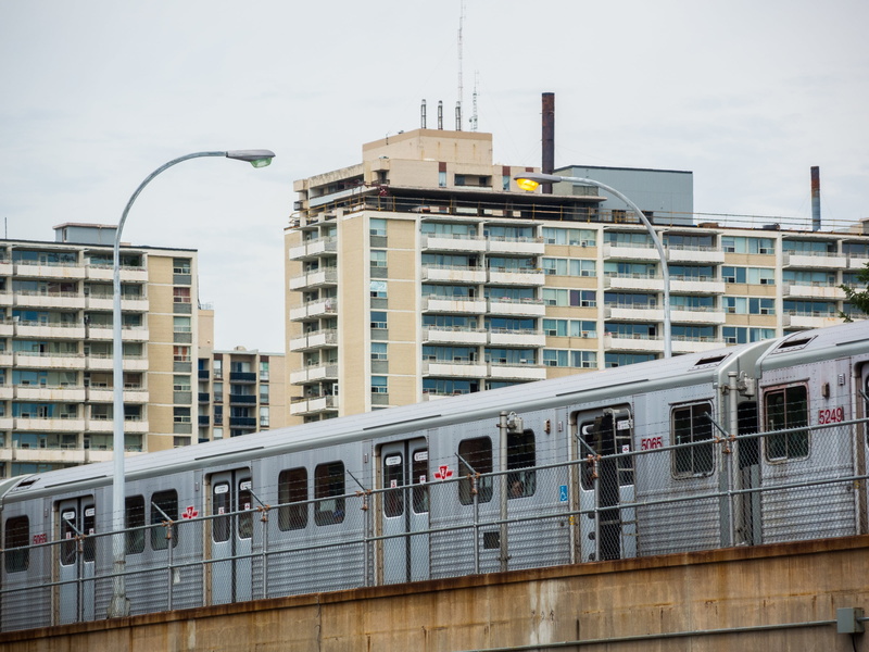 cityscape, street light, outdoors, train, built structure, urban, rail transportation, building exterior, subway train, 2K, subway, office building exterior