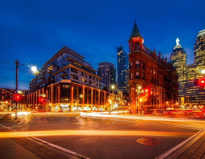 architecture, hdr, city, sunset, lapse, building, buildings, reflections, skyline, clouds, traffic, lights, toronto, transportation, outdoors, sky, building exterior