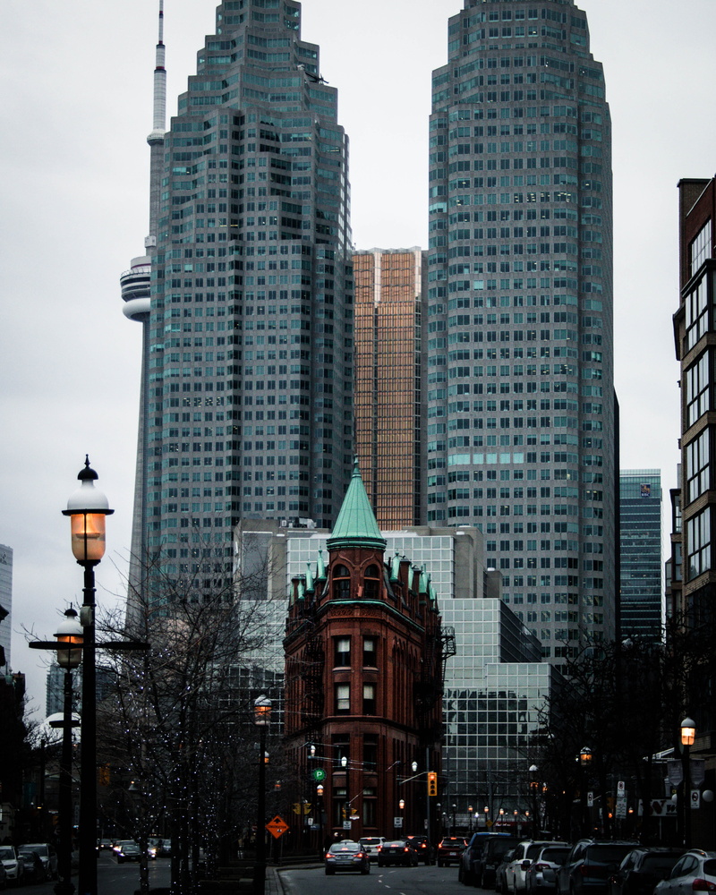 travel destinations, nature, no people, gooderham building, historic toronto, financial district, tall - high, mode of transportation, office building exterior