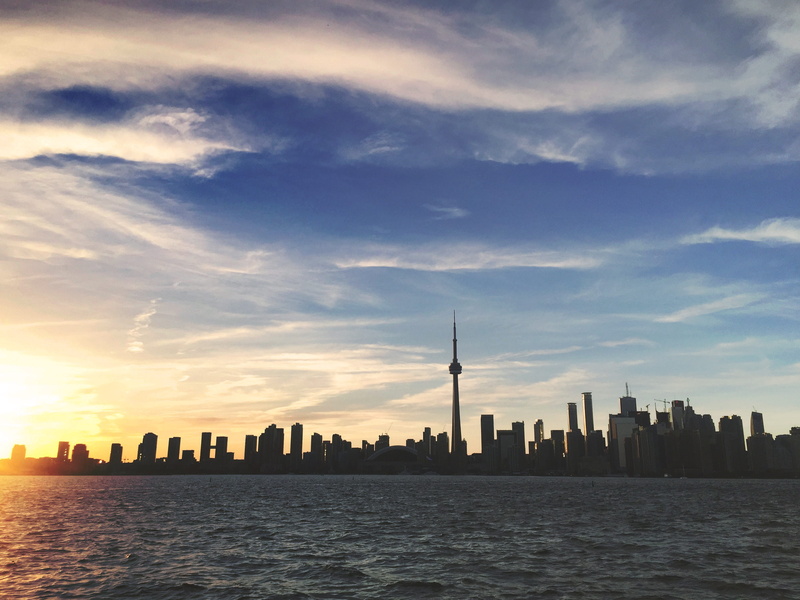 cloud - sky, tower, sky, views, financial district, spire, no people, canada, outdoors, travel destinations, modern, building, landscape, skyscraper, sea