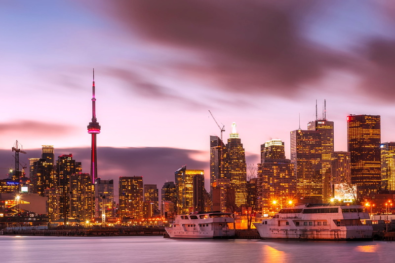 buildings, city, building exterior, landscape, sunset, ships, clouds, building, hour, tv tower, skyline, cityscape, nature, sky, night, hdr, modern, reflections