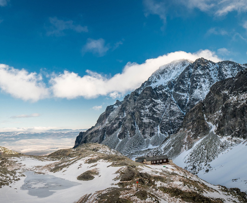 pleso, cold temperature, tranquility, mountain cottage, tatry, sky, blue sky, snowcapped mountain, mountain peak, snow, environment, ice, idyllic, mountain