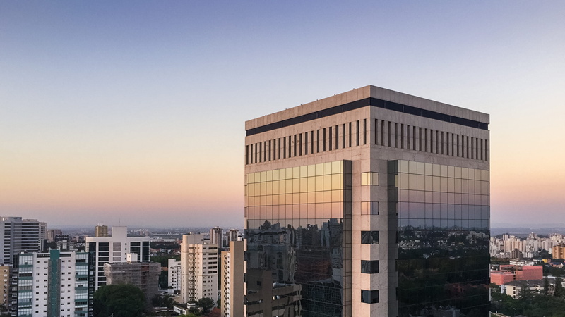 av. carlos gomes, no people, modern, skyscraper, office building exterior, travel destinations, architecture, dusk, architectural column, city, clear sky