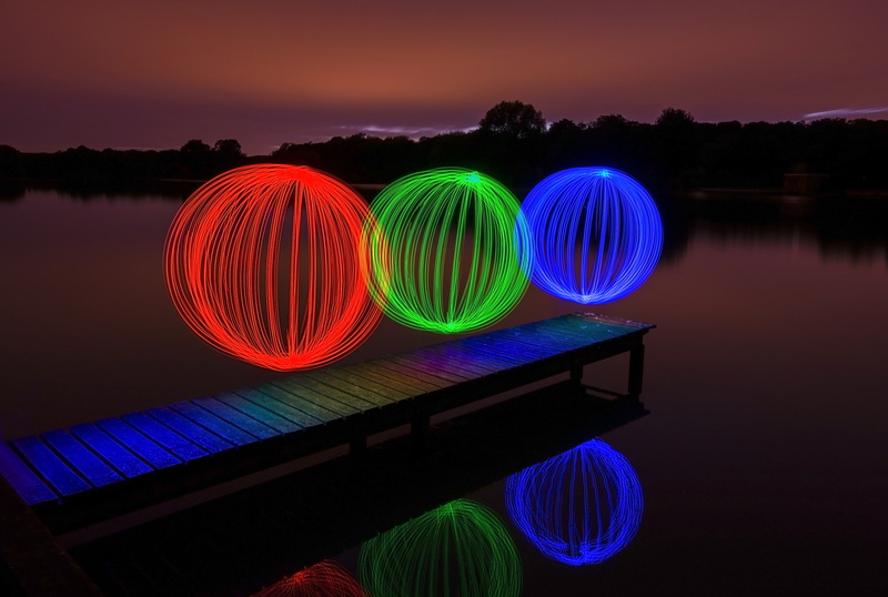 river, lightshow, 1080P, night, lights, nature