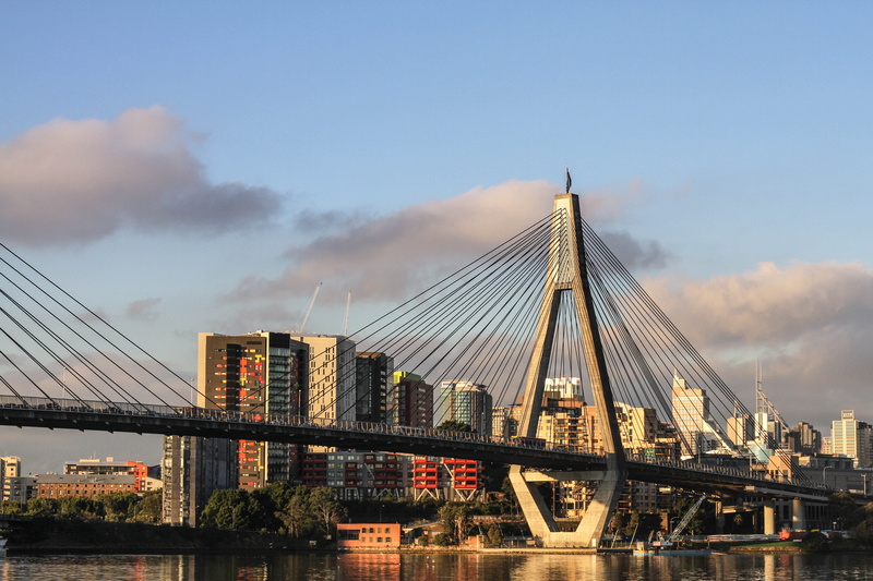 cityscape, 5K, bridge, winter, cloud - sky, river, bridge - man made structure, reflection, architecture, sydney, city life, built structure, engineering