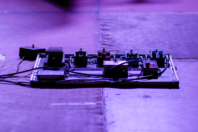 gig, no people, guitar, stage - performance space, occupation, background, purple, 4K, record, music, stage, band, digital, turntable, pedals, audio equipment