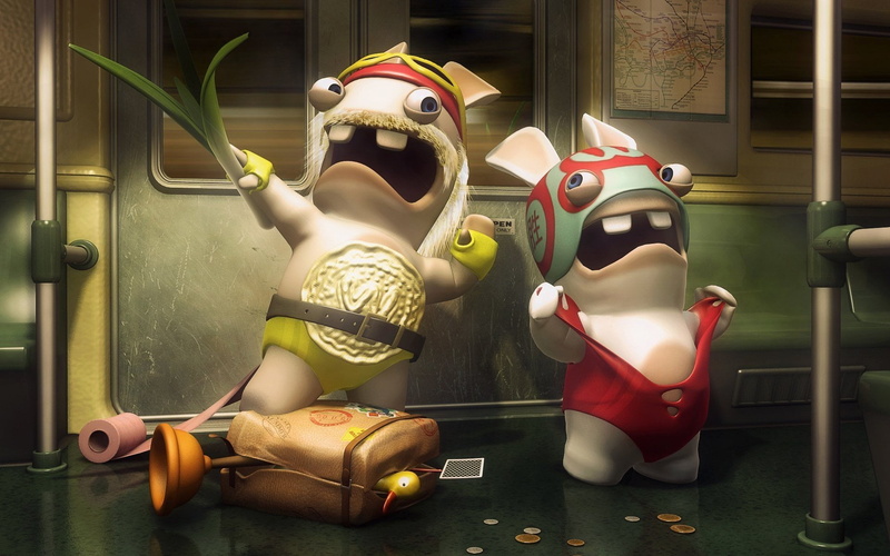 arts culture and entertainment, art and craft, Raving Rabbids, no people, ornate, figurine, still life, day, Rayman Raving Rabbids TV Party, fun, indoors