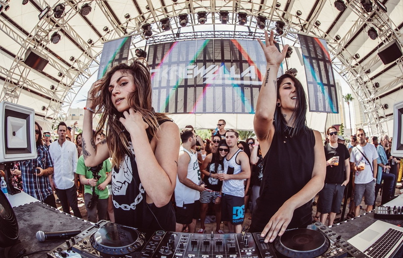 indoors, arts culture and entertainment, young adult, 1080P, real people, women, dj, music, occupation, leisure activity, event, turn, Krewella, dancing