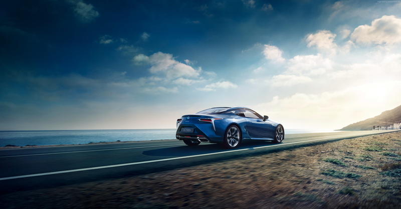 4K, Lexus LC 500h EU-spec, Geneva Auto Show 2016, Hybrid, blue, sport car