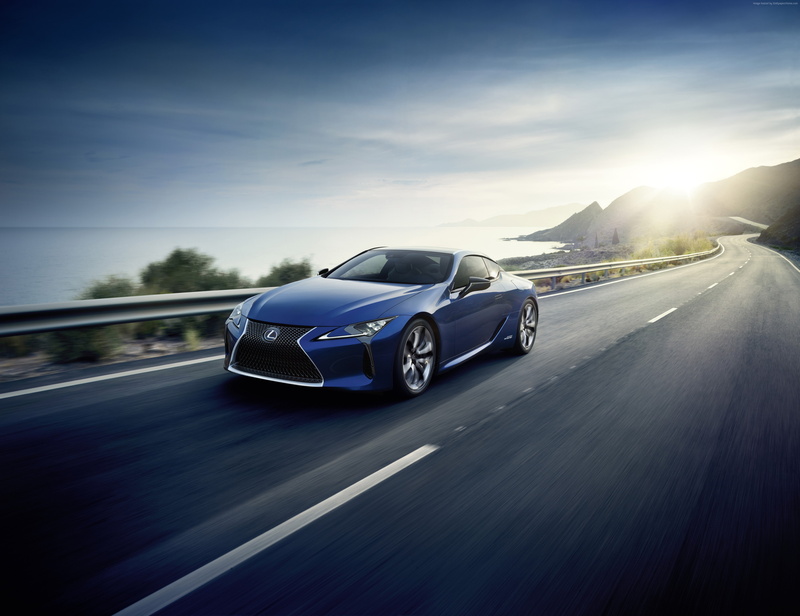 blue, Hybrid, Geneva Auto Show 2016, Lexus LC 500h EU-spec, 4K, sport car