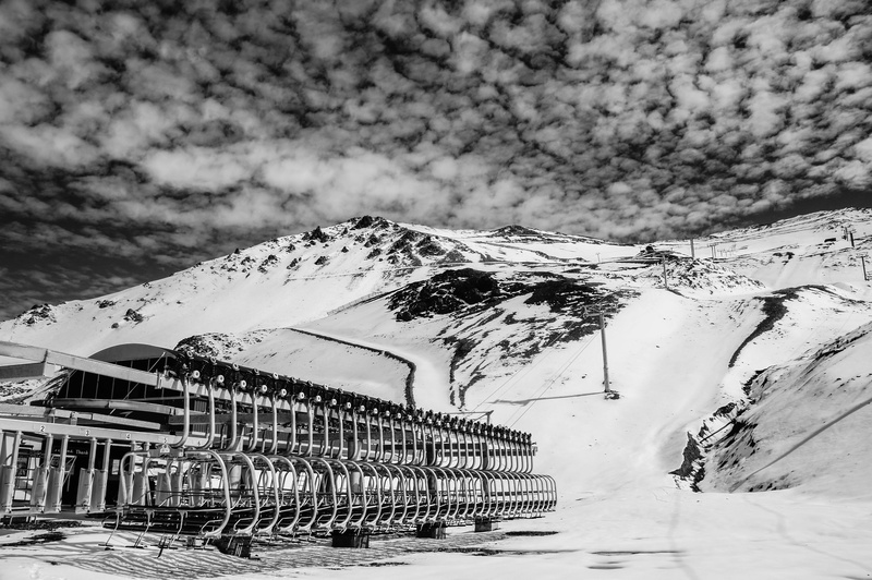 architecture, transportation, monochrome, 4K, south island, building exterior, chairlift, covering, new zealand, white color, beauty in nature, day, snowcapped mountain