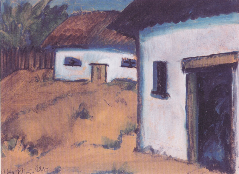 Otto Mueller, Expressionism, Gypsy Hutt, ca1928, the fence, home, 2K, hut