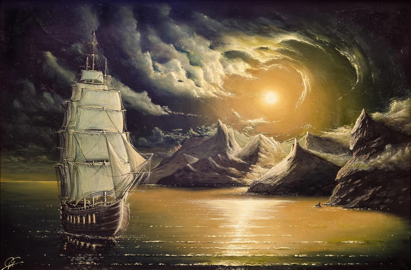 bad, art, white, brown, weather, bad weather, 1080P, sail, ship, craft