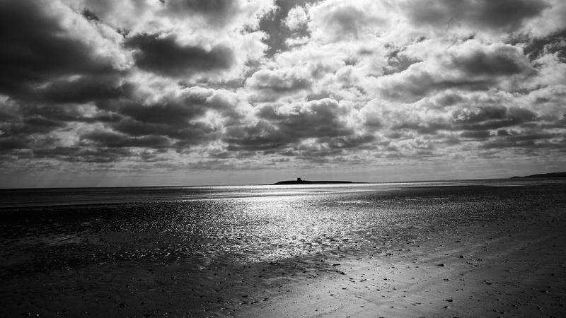 photography, sky, cloudy, reflections, horizon, water, monochrome photography, united kindgom, 4K, beach, northern ireland, sea, stormy, clouds, black and white