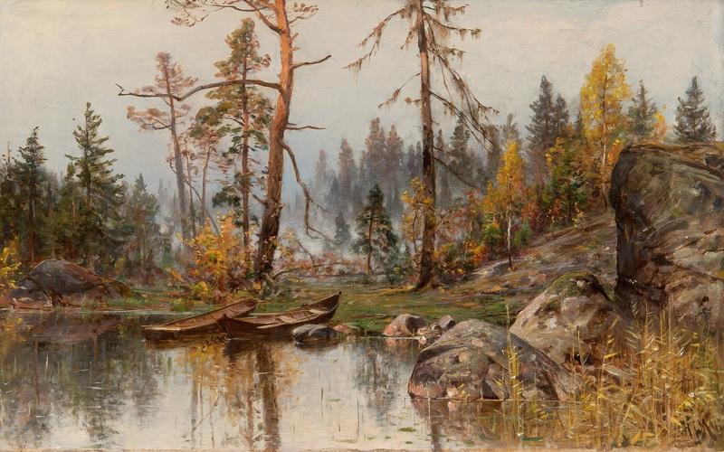 Magnus Hjalmar Munsterhjelm, After His Discharge, Autumn Mood, Finnish landscape painter, 2K, a Finnish landscape painter, He Left Russia Items Munsterhielm