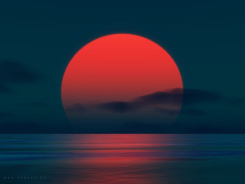vacations, outdoors, travel, tranquil Scene, painting, landscape, digital composite, beach, sea, horizon Over Water, dusk, sunrise - Dawn, sun, sunlight