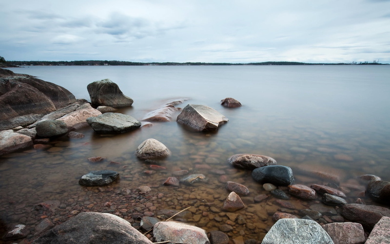 tranquil Scene, gray, stone, scenics, water, stone - Object, travel, cloudy, rock - Object, rocky coastline, outdoors, land, seascape, summer, landscape
