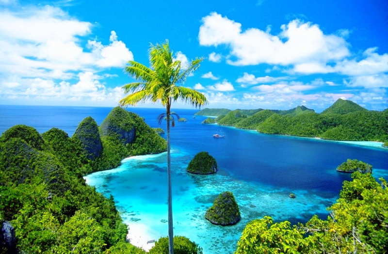 Sea, Indonesia, Earth, Rock, 720P, Ocean, Island, Raja Ampat, Horizon