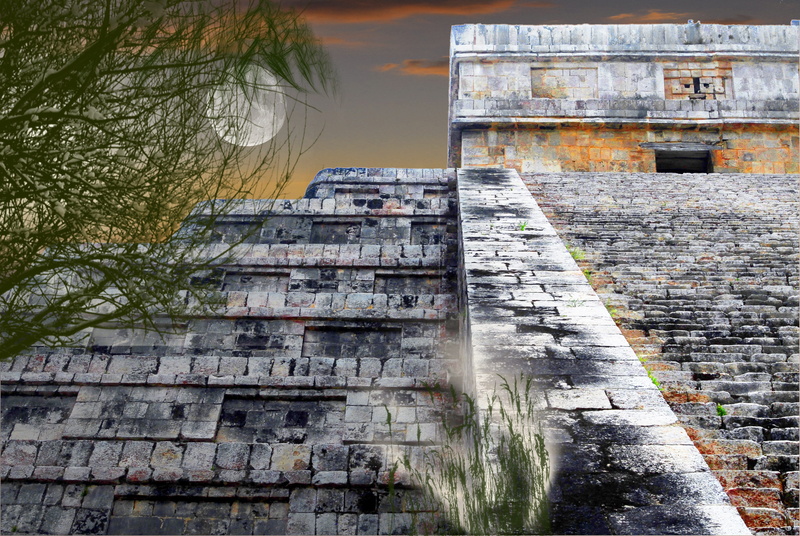 méxico, architecture, plant, water, the past, building exterior, flowing water, nature, wall, archeology, chichén itza, maya, stone wall, history, building