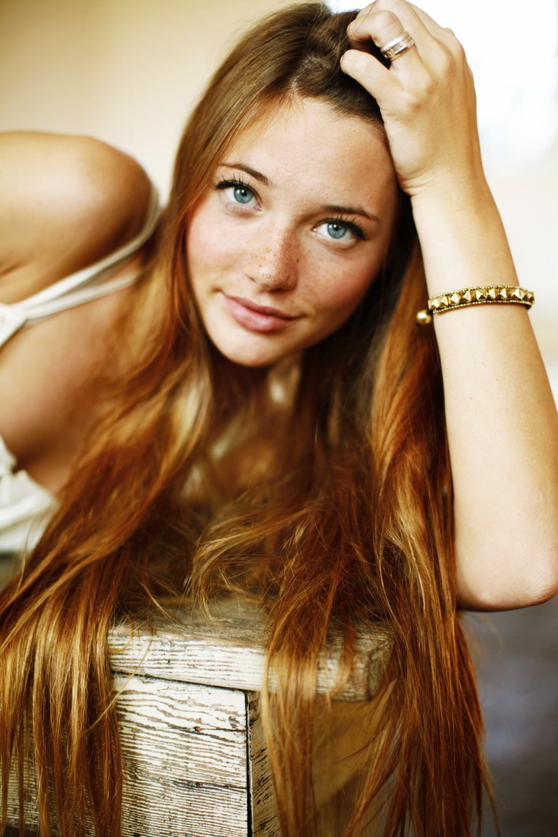 Freckles, 720P, Long Hair, Lindsay Hansen, redhead, women, blue eyes