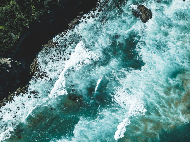 view, daytime, surfing, 4K, sea foam, birdseye, trees and ocean, drone water, motion, flowing water, teal, lapse, sea, power, splashing, outdoors, power in nature