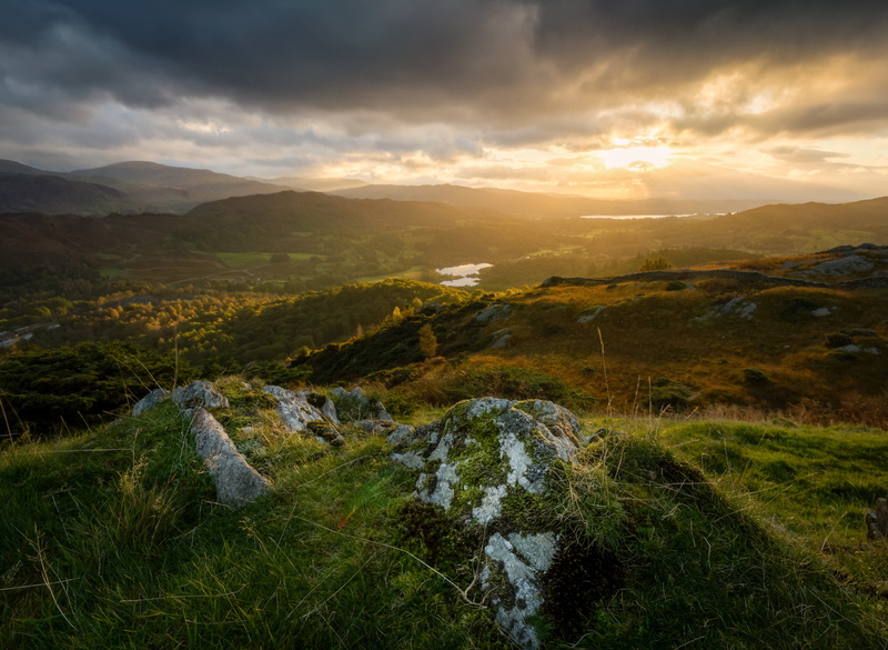 tranquil scene, no people, dawn, outdoors, rock, grass, clouds, tranquility, mountain range, cloud - sky, photo, breaks, mountain, scenics - nature, green color