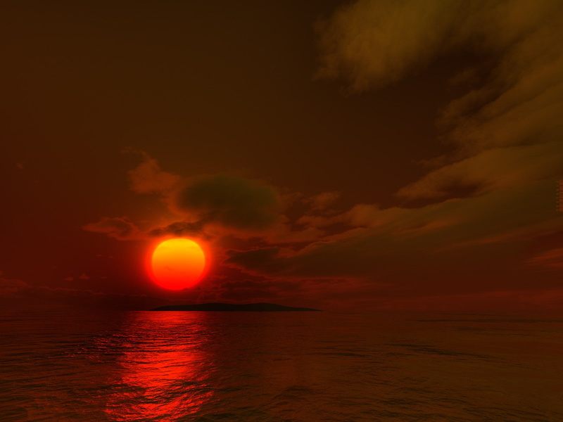 sea, night, ominous, water, render, dark, orange color, sunset, no people, tranquil scene, atmospheric mood, tranquility, horizon over water, romantic sky