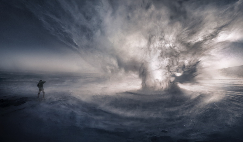 Marc Adamus, environment, ice, warning sign, hd, x, digital composite, one person, power in nature, 720P, cloud - sky, sea, dark, sign, adamus, art, marc