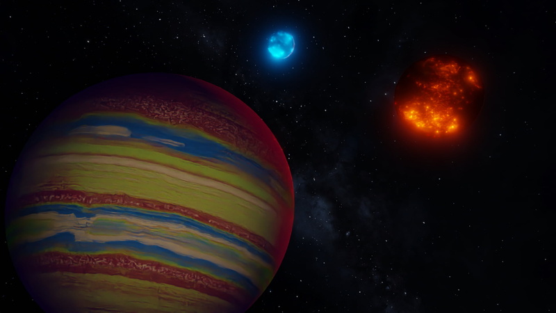 3D graphics, 1080P, Blender, Gas giant, space art, Sun, space, red sun
