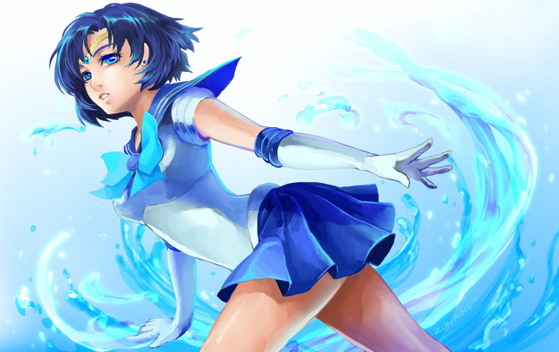 art, 1080P, magic, the Znak, mizuno ami, bishoujo senshi sailor moon, girl, paint