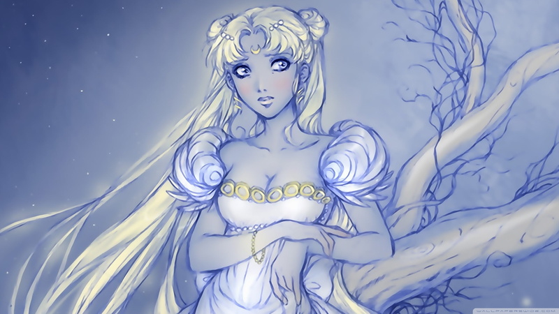 dress, 2K, sailor, bishoujo, senshi, princess, white, hd, moon, anime, serenity, art, Sailor Moon