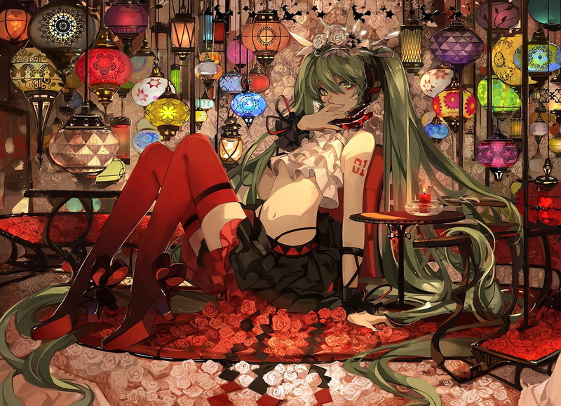 vocaloid, hair, green hair, hatsune, headphones, green eyes, bangs, green, miku, twintails, 720P, long, anime girls, anime, hatsune miku, girls, eyes