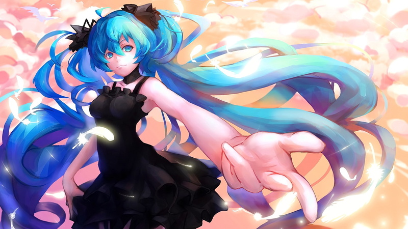 miku, hatsune, hair, anime girls, smiling, 1080P, anime, vocaloid, blue eyes, looking at viewer, long hair, girls, hatsune miku, blue hair, long, eyes