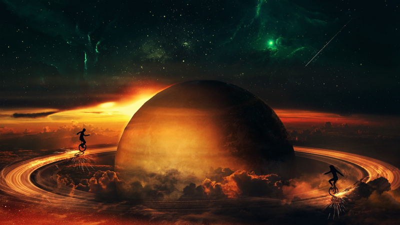 4K, space, Saturn, artwork, digital art